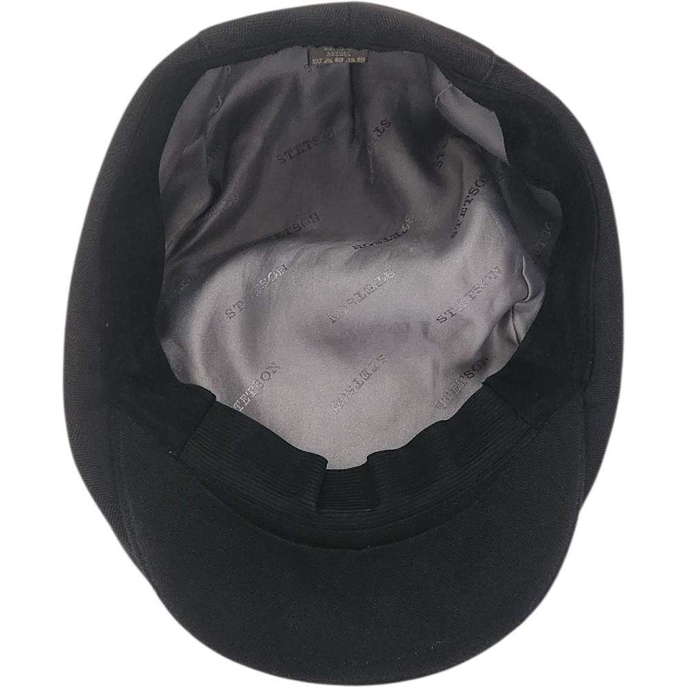 Stetson Mens Black Herringbone Flat Cap Ivy Hat STSTW02 Large - Picture 4 of 8